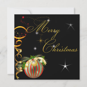 Frohe Weihnachts-Party Gold Red Black Xmas Glitzer Einladung