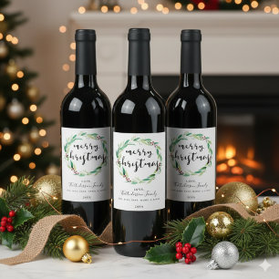 Frohe Weihnachts-Party Wasserfarbenfrohe Feuertage Weinetikett