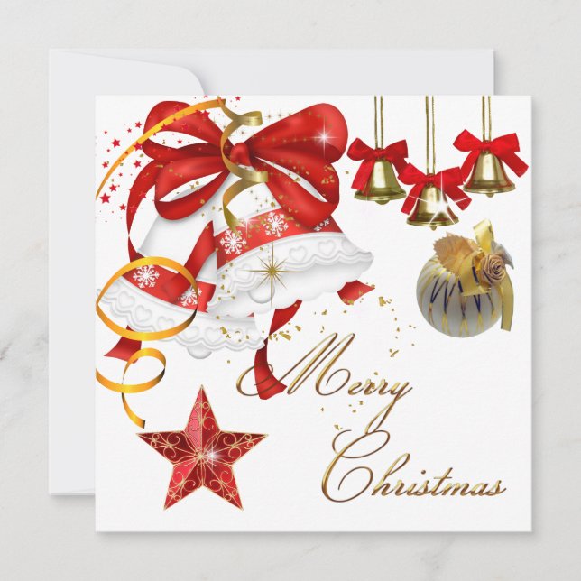 Frohe Weihnachts-Party White Gold Red Xmas Glitzer Einladung (Vorderseite)