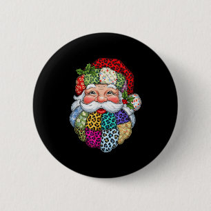 Frohe Weihnachts Patchwork Weihnachtsmann Face X-m Button