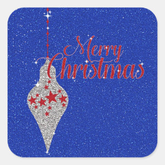 Frohe Weihnachts Patriotic Glitzer Ornament Quadratischer Aufkleber