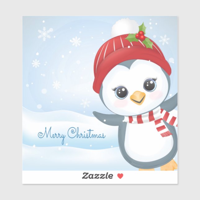 Frohe Weihnachts-Penguin Aufkleber (Blatt)