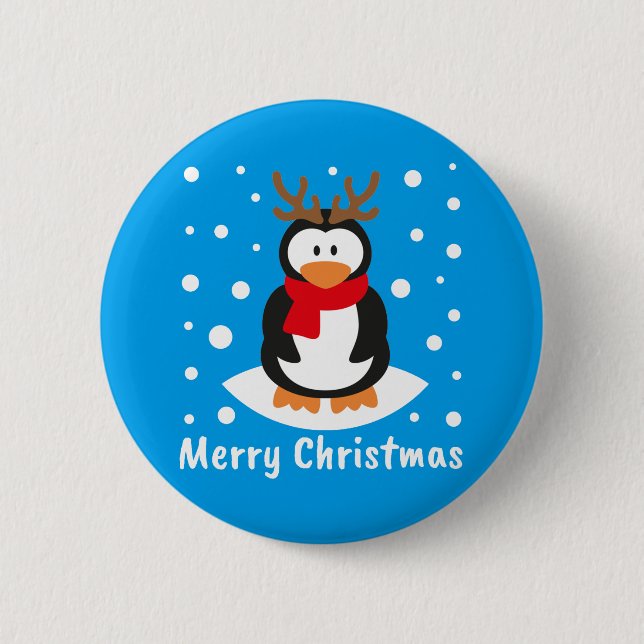 Frohe Weihnachts-Penguin Button (Vorderseite)