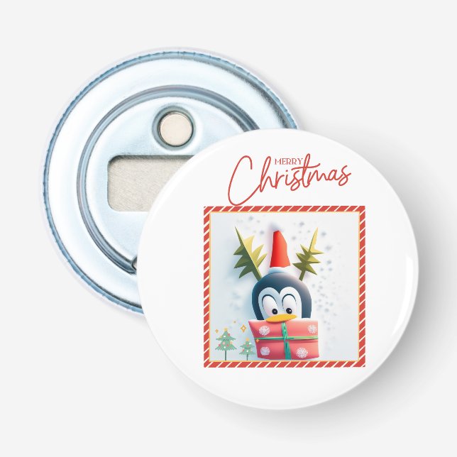 Frohe Weihnachts-Penguin Flaschenöffner (Vorderseite)