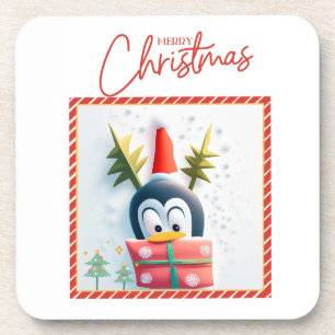 Frohe Weihnachts-Penguin Getränkeuntersetzer