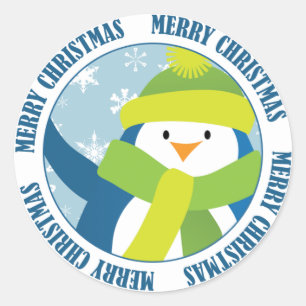 Frohe Weihnachts-Penguin-Sticker Runder Aufkleber