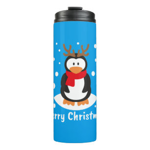 Frohe Weihnachts-Penguin Thermosbecher