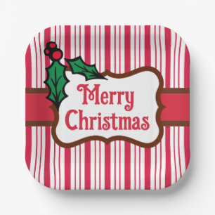Frohe Weihnachts Peppermint Paper Teller