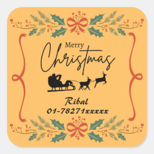 Frohe Weihnachts-Personalisiert-Business-Sticker Quadratischer Aufkleber