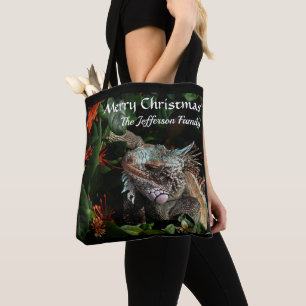 Frohe Weihnachts Pet Iguana Tropical personalize  Tasche