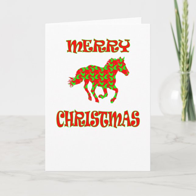 Frohe Weihnachts-Pferdedesign-Grußkarte Karte (Vorderseite)