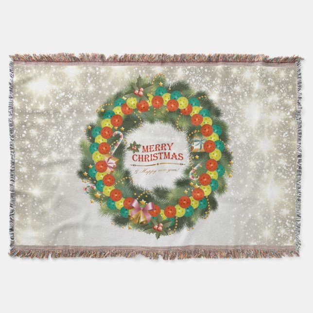 Frohe Weihnachts-Pickleball 1 Decke (Vorderseite)