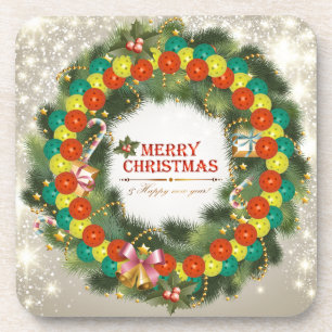 Frohe Weihnachts-Pickleball 1 Untersetzer