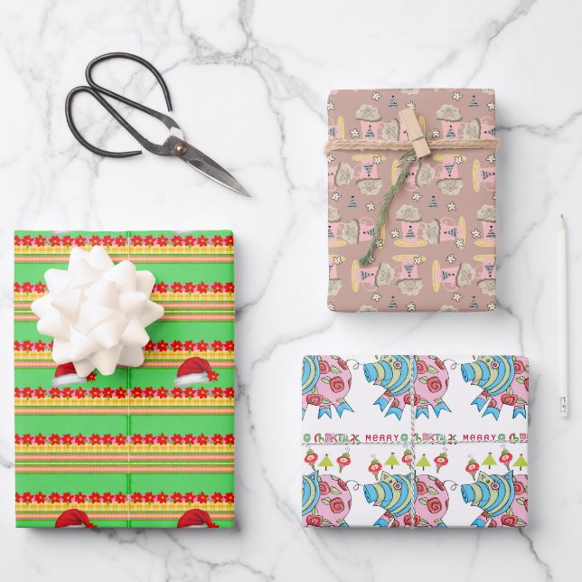 Frohe Weihnachts Pig Kaffee Packpapier Blätter (Vorderseite)