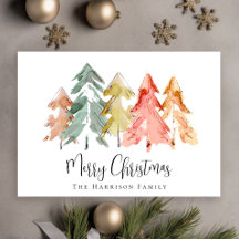 Frohe Weihnachts Pine Tree Wasserfarbe Foto