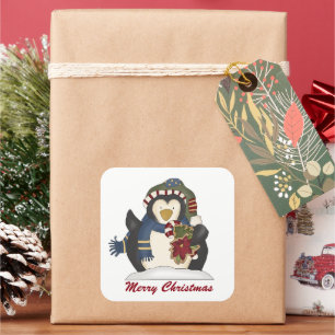 Frohe Weihnachts Pinguin hinzufügen E-Mail Aufkleb Quadratischer Aufkleber
