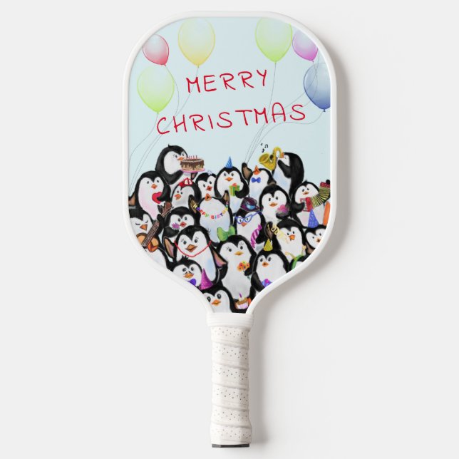 Frohe Weihnachts Pinguins Pickleball Paddle (Vorderseite)