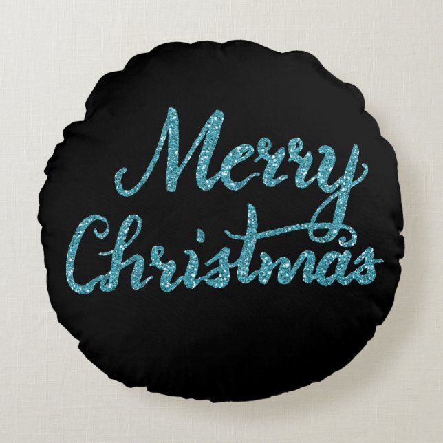 Frohe Weihnachts-Pinselkissen Rundes Kissen (Vorderseite)