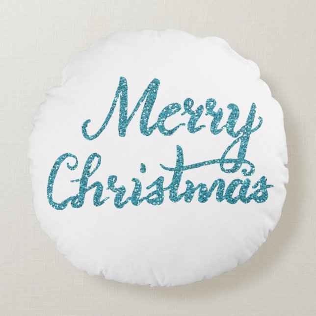 Frohe Weihnachts-Pinselkissen Rundes Kissen (Vorderseite)