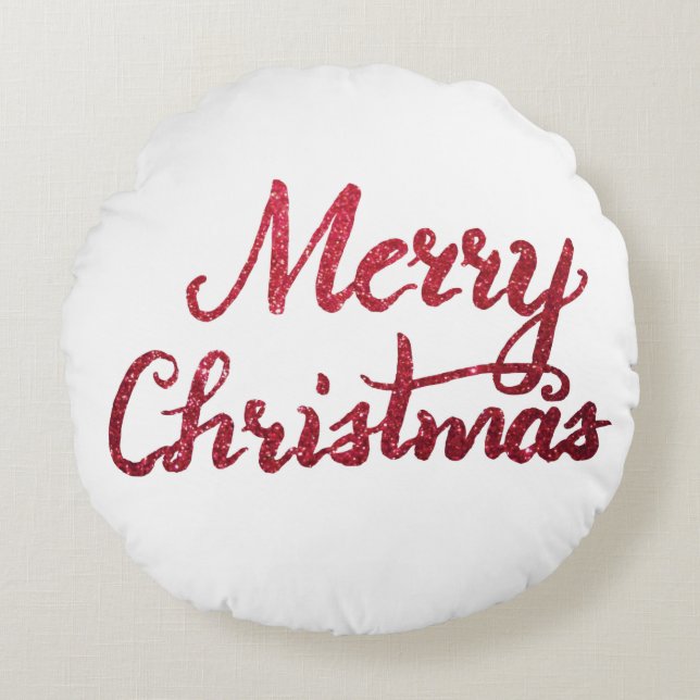 Frohe Weihnachts-Pinselkissen Rundes Kissen (Vorderseite)