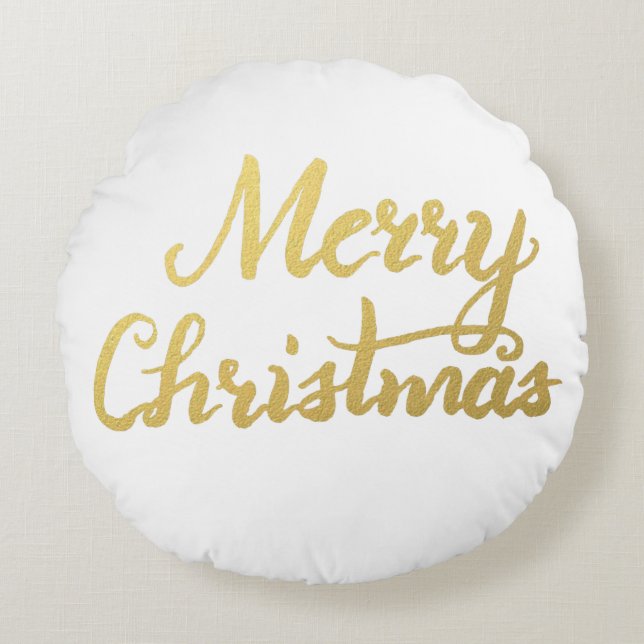 Frohe Weihnachts-Pinselkissen Rundes Kissen (Vorderseite)