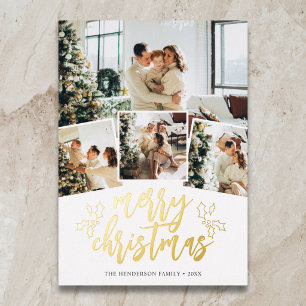 Frohe Weihnachts-Pinselschrift-Foto Folien Feiertagskarte
