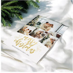 Frohe Weihnachts-Pinselschrift-Foto Folien Feiertagskarte<br><div class="desc">Frohe Weihnachten in modernen Pinselskripten.</div>