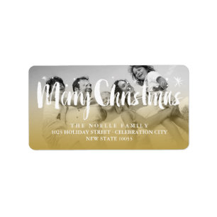 Frohe Weihnachts-Pinselstriche Foto-Adresse Adressaufkleber
