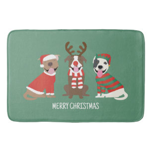 Frohe Weihnachts Pit Bull Hunde Badematte