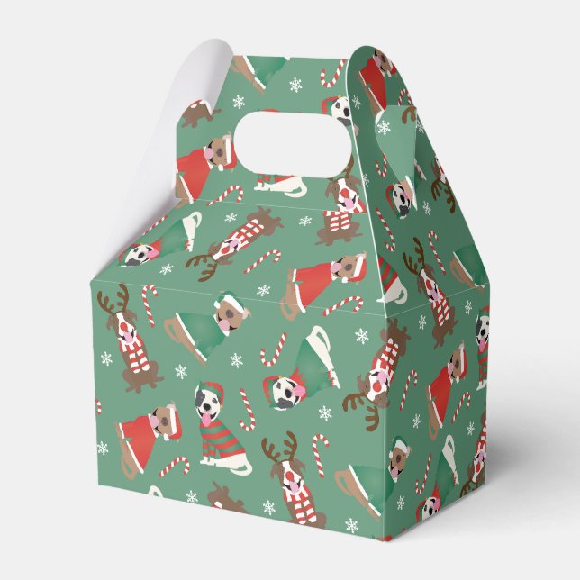 Frohe Weihnachts Pit Bull Hunde Geschenkschachtel (Vorderseite)
