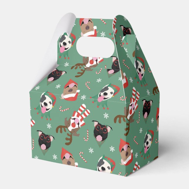 Frohe Weihnachts Pit Bull Hunde Geschenkschachtel (Vorderseite)