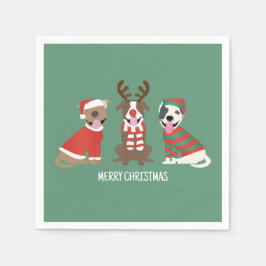 Frohe Weihnachts Pit Bull Hunde Serviette