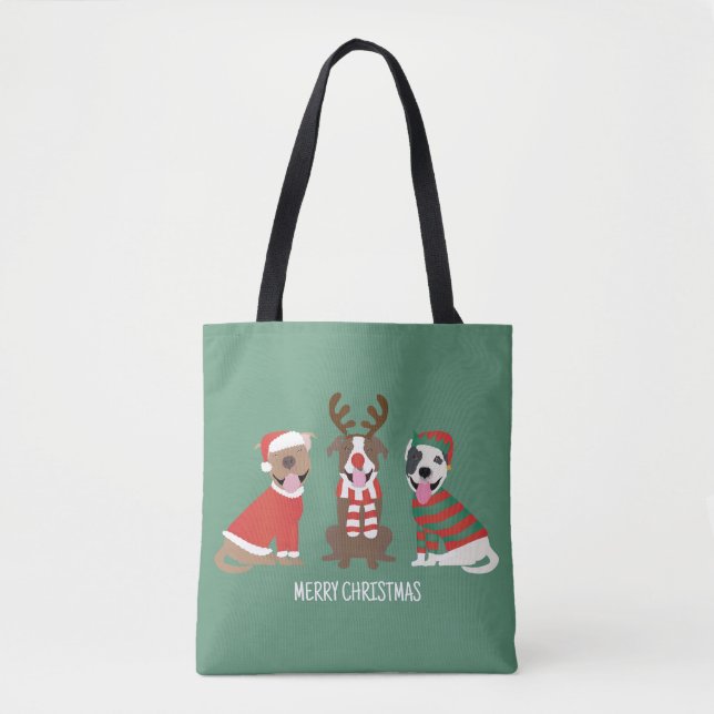 Frohe Weihnachts Pit Bull Hunde Tasche (Vorderseite)