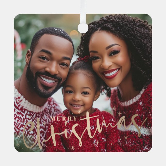 Frohe Weihnachts-Platz Foto Ornament (Vorderseite)