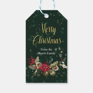 Frohe Weihnachts-Poinsettia-Kranzgeschenk-Tag Geschenkanhänger