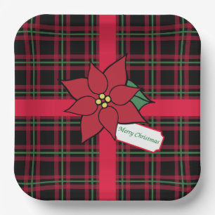 Frohe Weihnachts-Poinsettia Paper-Teller Pappteller