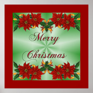 Frohe Weihnachts Poinsettia Poster