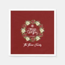 Frohe Weihnachts-Poinsettia-Wreath-Monogramm