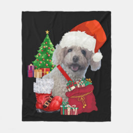 Frohe Weihnachts Poodle Fleece Blanket