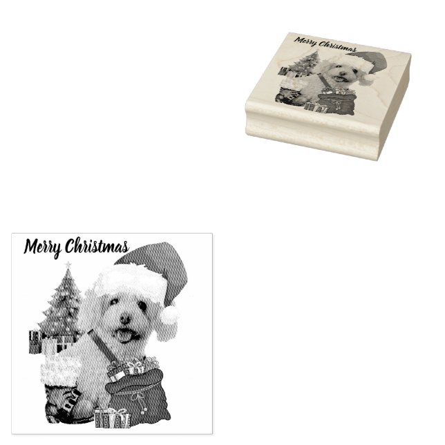 Frohe Weihnachts-Poodle-Gummi-Briefmarke Gummistempel (Stempel)