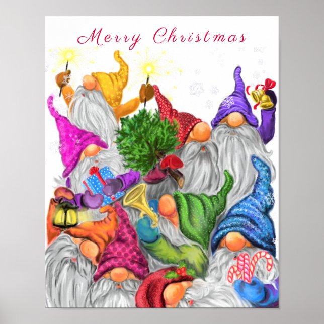 Frohe Weihnachts-Poster Happy Gnomes Party Poster (Vorne)