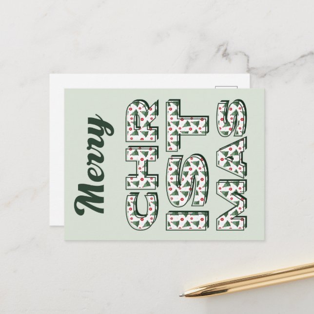Frohe Weihnachts-Postkarte. Frohe Festtage. Postkarte (Vorderseite/Rückseite Beispiel)