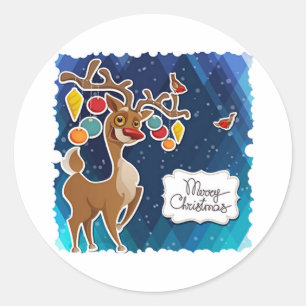 Frohe Weihnachts-Prancing-Rentier Runder Aufkleber