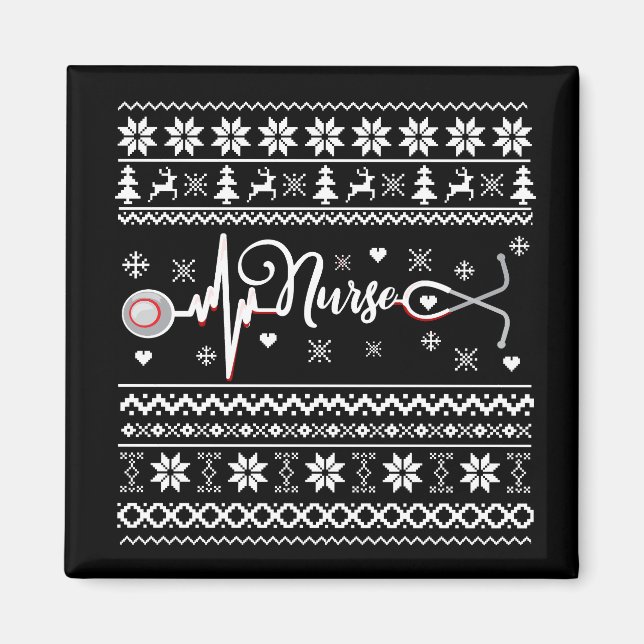 Frohe Weihnachts-Pullover-Herzschlag Magnet (Vorne)