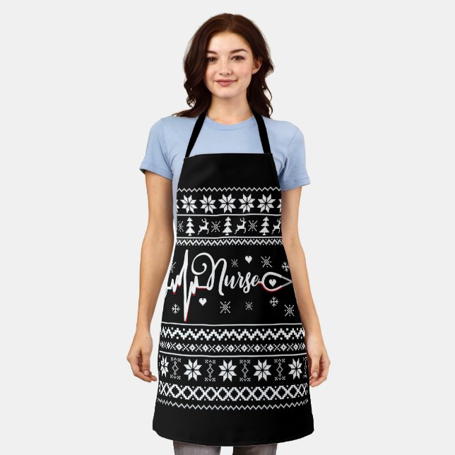 Frohe Weihnachts-Pullover-Herzschlag Schürze (Getragen)