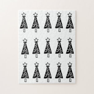 Frohe Weihnachts-Puzzle Weihnachten Schwarze Bäume
