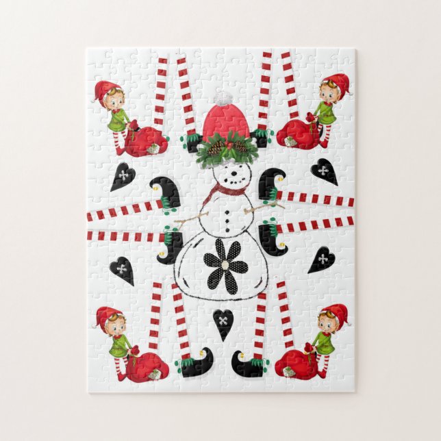 Frohe Weihnachts Puzzle Weihnachten Snowman Elf (Vertikal)