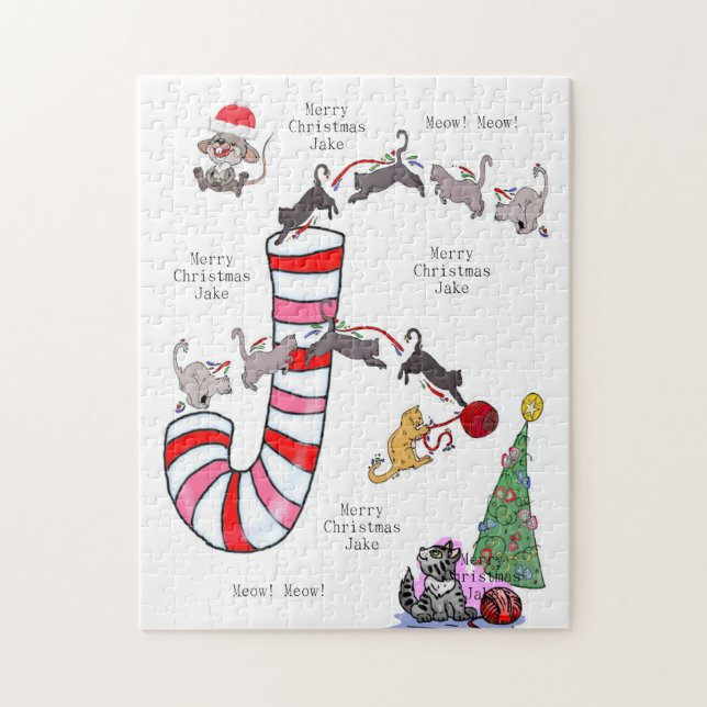 Frohe Weihnachts-Puzzle Weihnachtskatzenmäuse Meow (Vertikal)