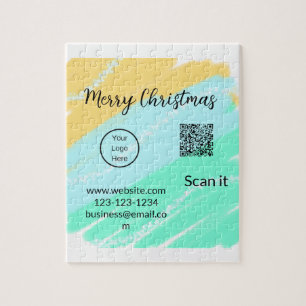 Frohe Weihnachts QR-Code Business gelb grünes Wass