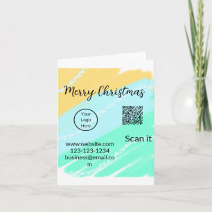 Frohe Weihnachts QR-Code Business gelb grünes Wass Karte